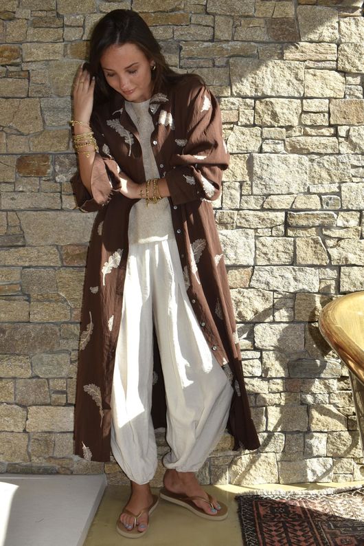 Yara Oakley Tie Duster Dress Chocolate - /9=